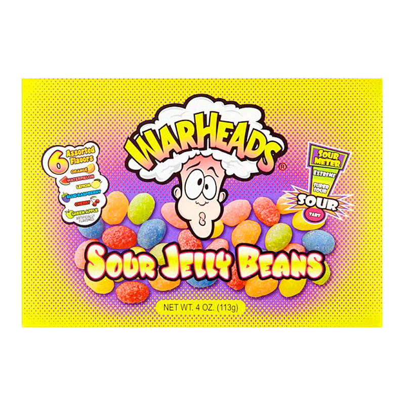 Warheads Sour Jelly Beans Theatre Box 4oz (113g)